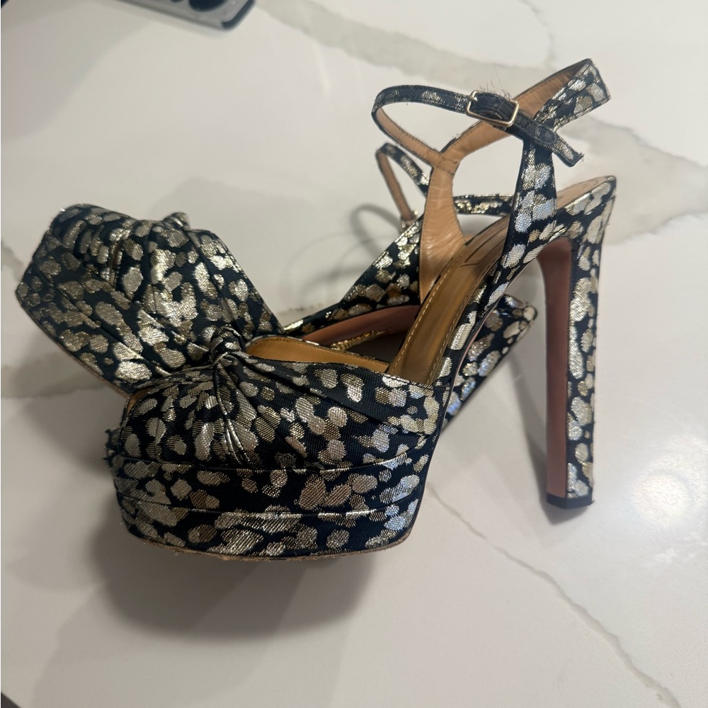 Aquazzura Black and Silver Patterned Heels - Picture 3 of 4